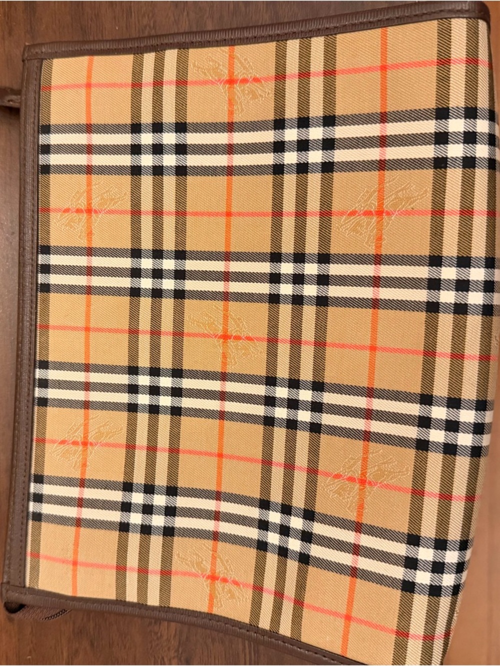 Burberry Tan Check Clutch with Brown Leather Trim - Picture 2 of 8